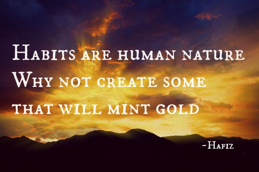 Inspiration quote by Hafiz over a golden sunrise